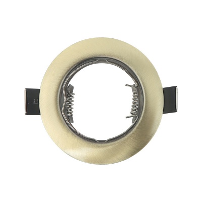 Aro de luz embutida redondo metal prateado com mola e base preta
