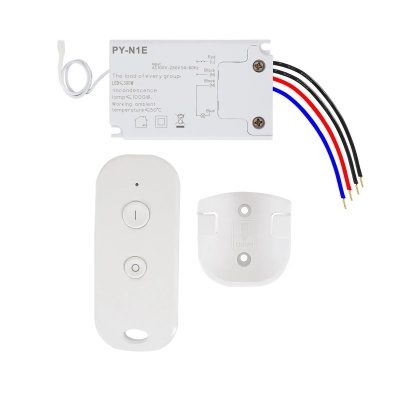 Conjunto de controlo remoto branco para interruptor elétrico com fios coloridos