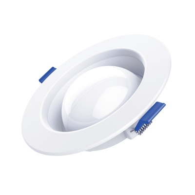 Luminária LED de embutir redonda branca com presilhas azuis