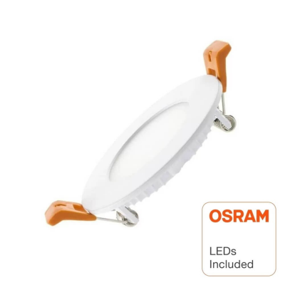 Luminária embutida redonda branca com ganchos alaranjados e LEDs OSRAM incluídos