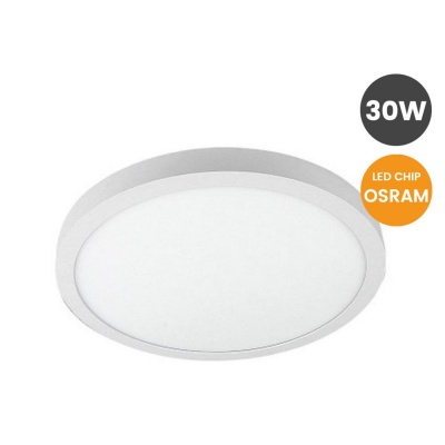 Luminária LED redonda branca de teto com indicação 30W e chip LED OSRAM