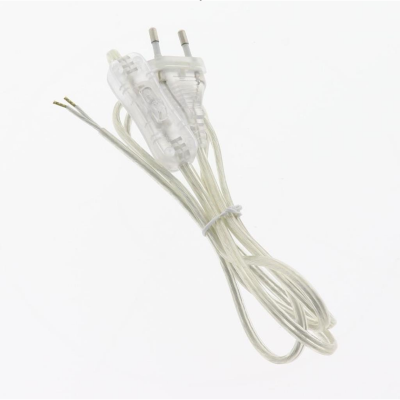 Cabo elétrico transparente com plugue e interruptor integrado