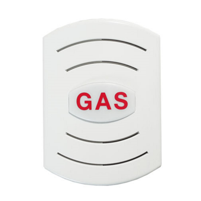 Detector de gás branco com escrita vermelha