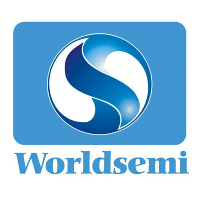 Logótipo azul com texto 'Worldsemi'