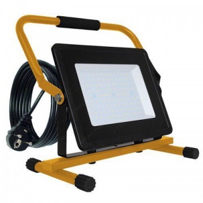 Reflector LED portátil metálico amarelo com cabo preto