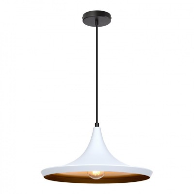 Candeeiro pendente moderno branco e dourado com cabo preto