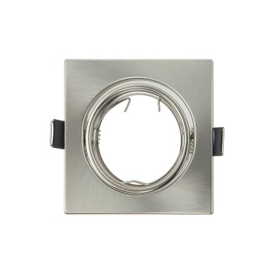 Suporte de luz embutida quadrado em metal prateado com orifício circular