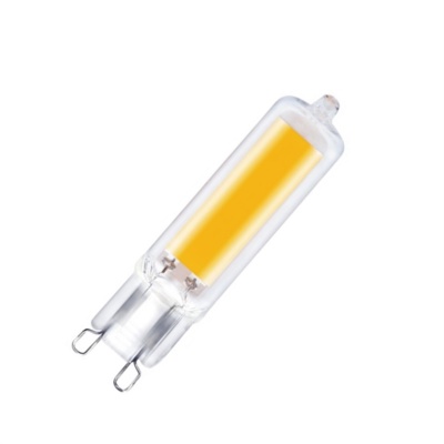 Lâmpada LED G9 de vidro transparente com núcleo amarelo