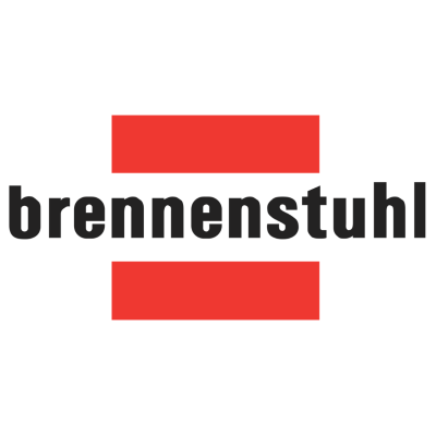 Logotipo 'brennenstuhl' em preto com barras vermelhas