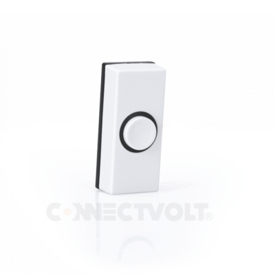 Campainha retangular branca com botão circular central