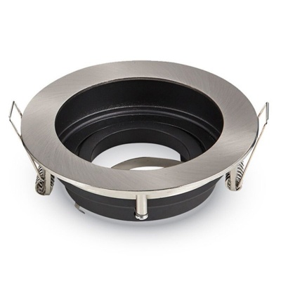 Soquete redondo metálico e preto para lâmpada embutida com molas laterais