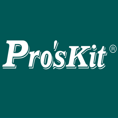 Logotipo da marca Pro'sKit em branco sobre fundo verde escuro