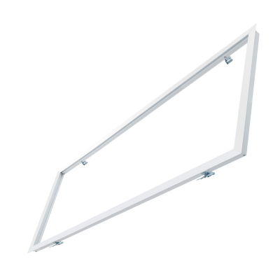 Estrutura retangular branca com suportes metálicos