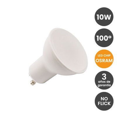 Lâmpada LED dicroica branca 10W com base GU10 e chip OSRAM.