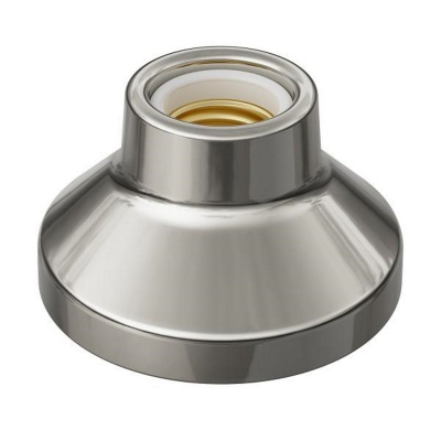 Suporte metálico prateado para lâmpada com interior branco e encaixe dourado