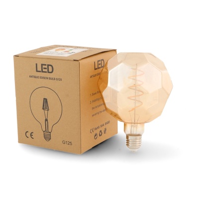 Lâmpada LED tipo Edison âmbar com embalagem de cartão castanho