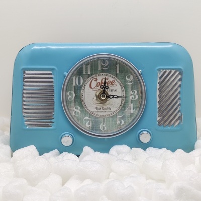 Relógio de estilo vintage azul com mostrador redondo e texto Coffee Time
