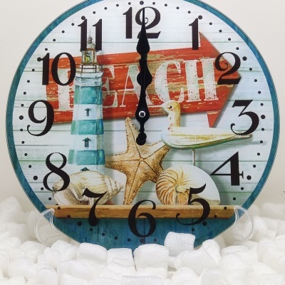 Relógio de parede redondo com design náutico e palavra PEACH