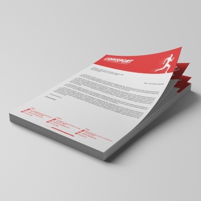 Documento com cabeçalho vermelho e texto branco CROSSSPORT Performance Running