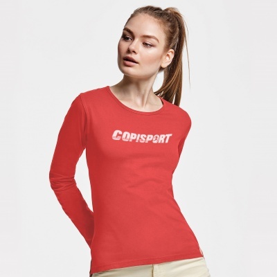 Camisola feminina vermelha com logótipo COPISPORT branco