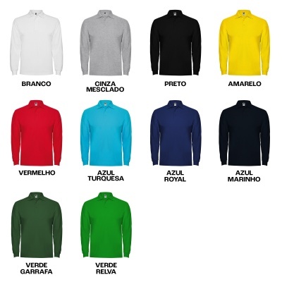 Camisolas de gola alta em várias cores, com manga comprida, em fundo branco.