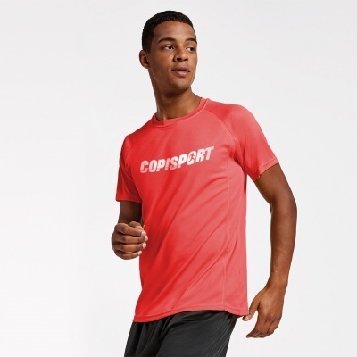 Camiseta vermelha de manga curta com logo COPI SPORT branca