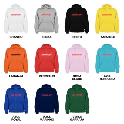Doze sweatshirts coloridas com texto CONSPORT no peito