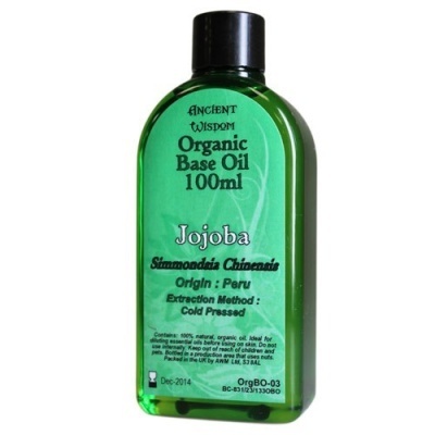 Frasco verde de óleo base orgânico de Jojoba 100ml com tampa preta