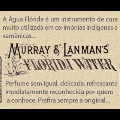 Anúncio vintage do perfume Murray & Lanman's Florida Water com ilustrações clássicas de mulheres e anjo, e texto em português
