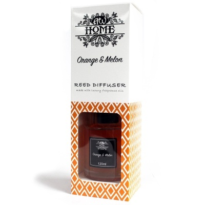 Difusor de aromas AW Home Orange & Melon em embalagem branca e padrão laranja