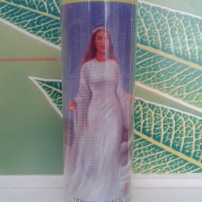 Vela decorativa com imagem de Iemanjá e texto 'IEMANJÁ Rainha do Mar'