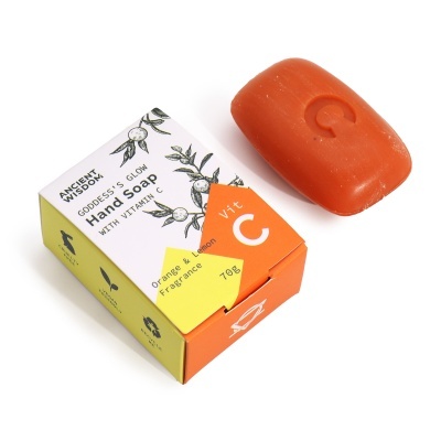 Sabonete laranja Vitamin C com embalagem colorida