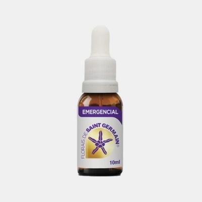 Frasco conta-gotas de vidro âmbar com rótulo EMERGENCIAL 10ml