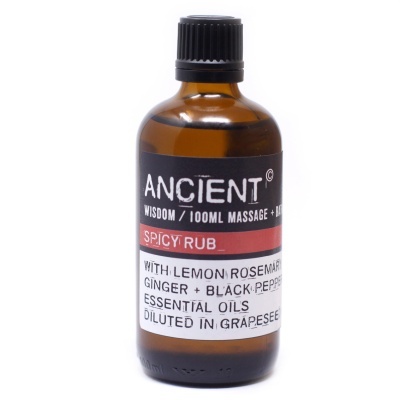 Frasco de óleo essencial ANCIENT SPICY RUB para massagem, 100ml.