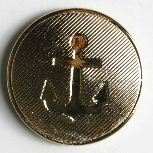 Botão dourado com âncora em relevo e fundo texturizado