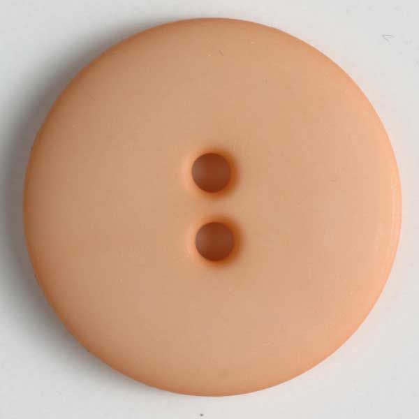 Botão redondo de plástico cor de pêssego com dois furos