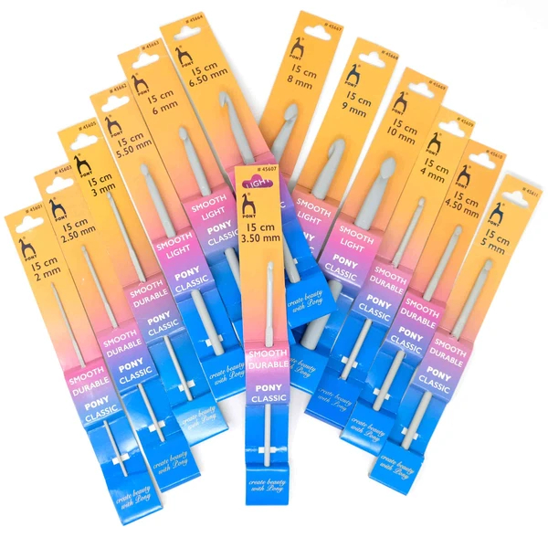 Conjunto de agulhas de crochet PONY CLASSIC em metal laranja suave