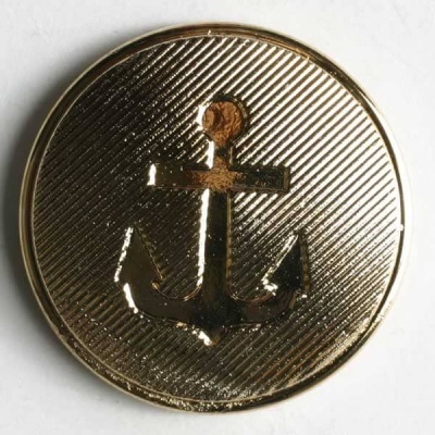 Botão dourado com âncora em relevo e fundo texturizado