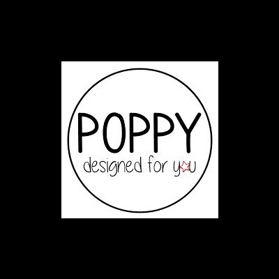 Logótipo circular com texto POPPY designed for you