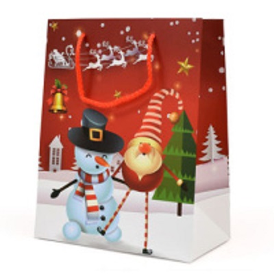 Saco Papel 18x10x23 Natal Asa Cordao Lux