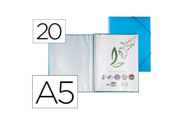 Capa Catalogo 20 Bolsas A5 c/ Espiral Azul