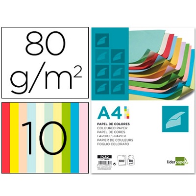 Papel A4 80g 10 cores (100fls)