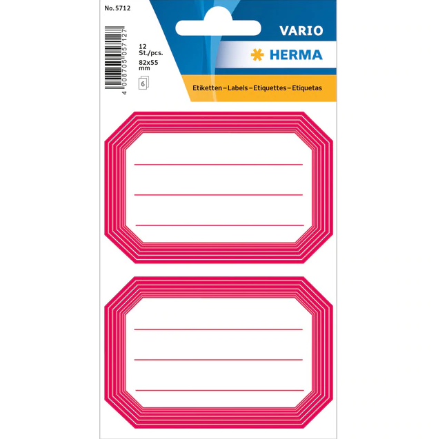 Etiquetas Escolares Linhas Vermelho