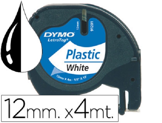Fita DYMO 12mmx4m Preto/Branco
