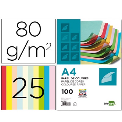 Papel A4 80g 25 cores (100fls)