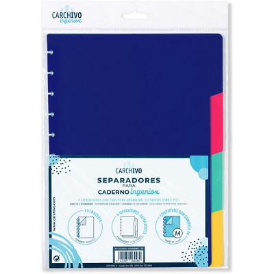 Separadores A4 p/ Caderno Ingeniox