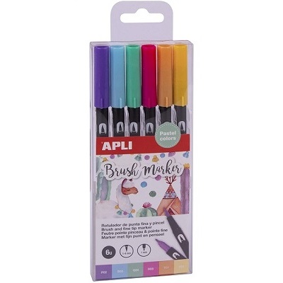 APLI Brush Pen Pastel (6 un)
