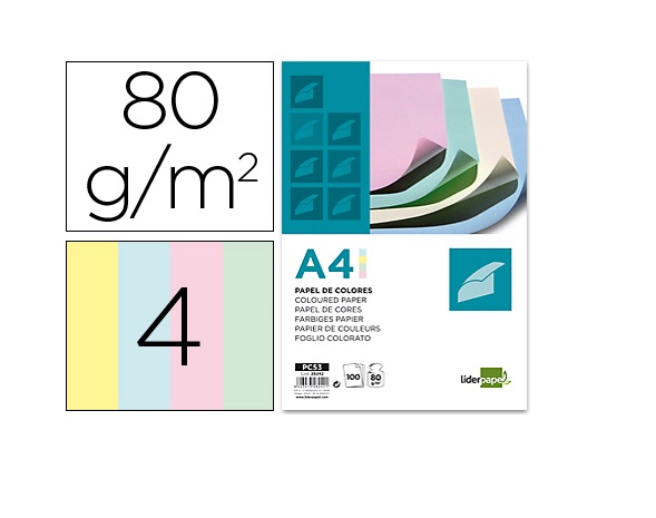 Papel A4 80g 4 Cores suaves (100fls)