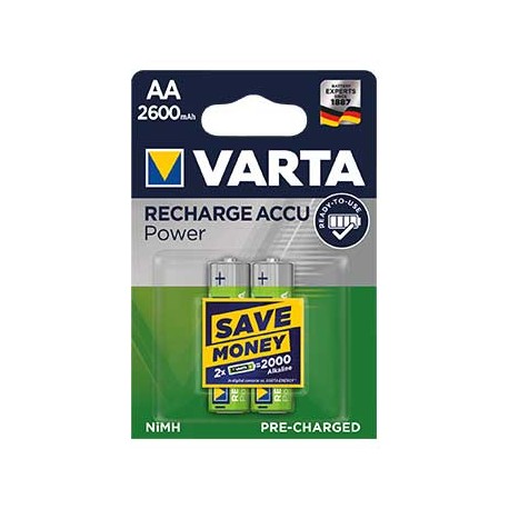 Pilha Recarregavel AA Varta 2600mAh 1.2v HR6 (2 pilhas)