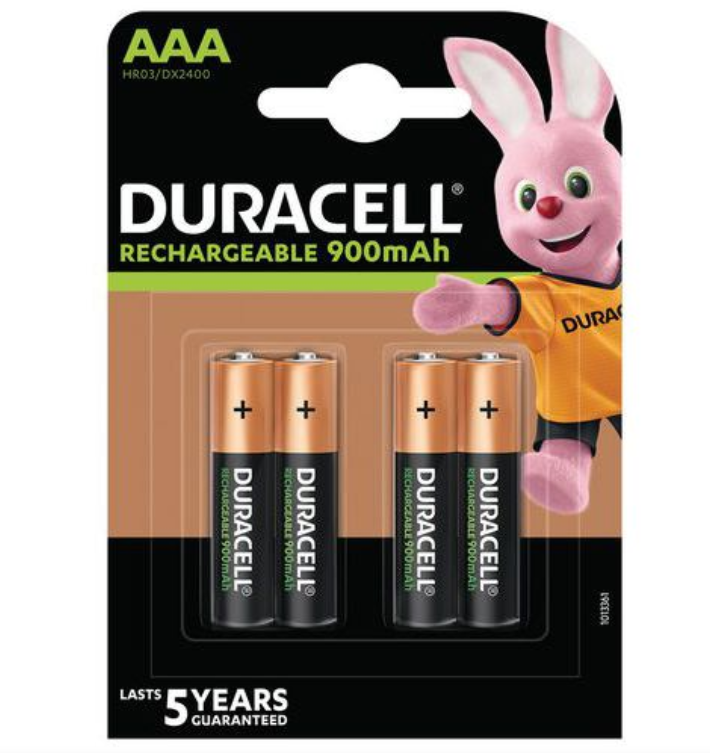 Pilha Recarregavel AAA Duracell 850mAh (4 pilhas)